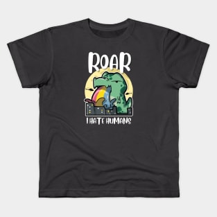I Hate Humans - Tyrannosaurus Rex rainbow vomit Kids T-Shirt